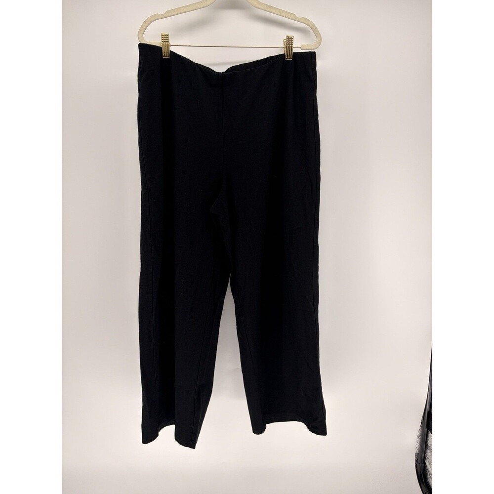 Eileen Fisher Womens BLACK Viscose Blend Stretch Pull On Ankle Pants Size XL